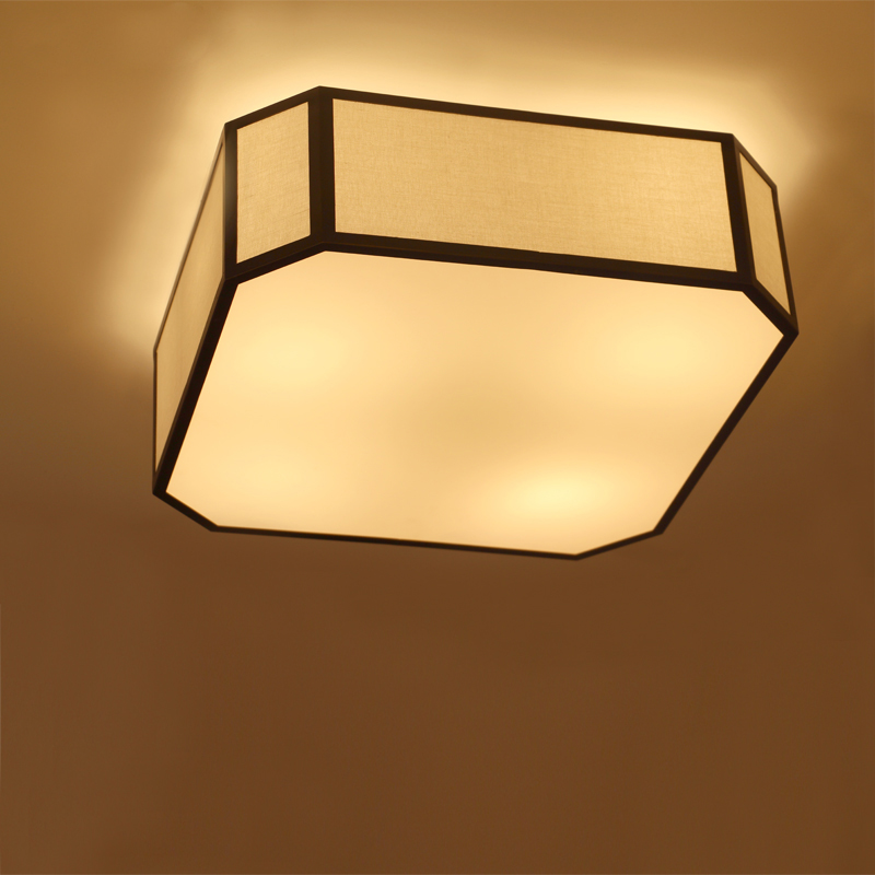 方形吸顶灯铁艺布罩青古铜主次卧室书房客房LED吸顶灯