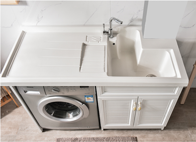 定制洗衣槽（7-20天）铝柜白木纹1.0-1.5米（可切角）